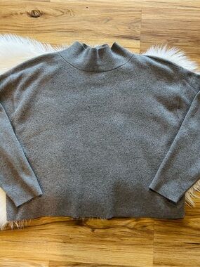 Quince Heather Gray Mock Neck Sweater